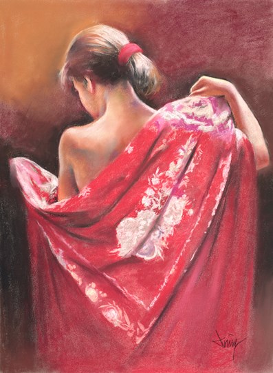 Manton Rojo by Domingo - Original Drawing, Paper on Board